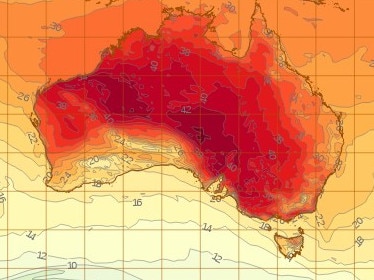 Heat wave conditions will set in on Saturday with most areas set to hit the high 30s. Picture: Australian Bureau of Meteorology.