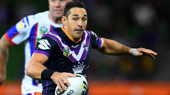 Billy Slater of the Storm is seen in action.