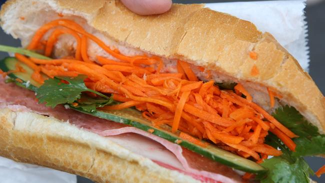 A delicious banh mi (pork roll). Picture: Bob Barker.