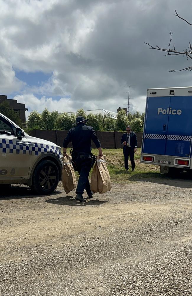 Forensics police collect evidence at Dumbulk North after a man allegedly opened fire on officers on Thursday October 25, 2024. Picture: Jack Colantuono