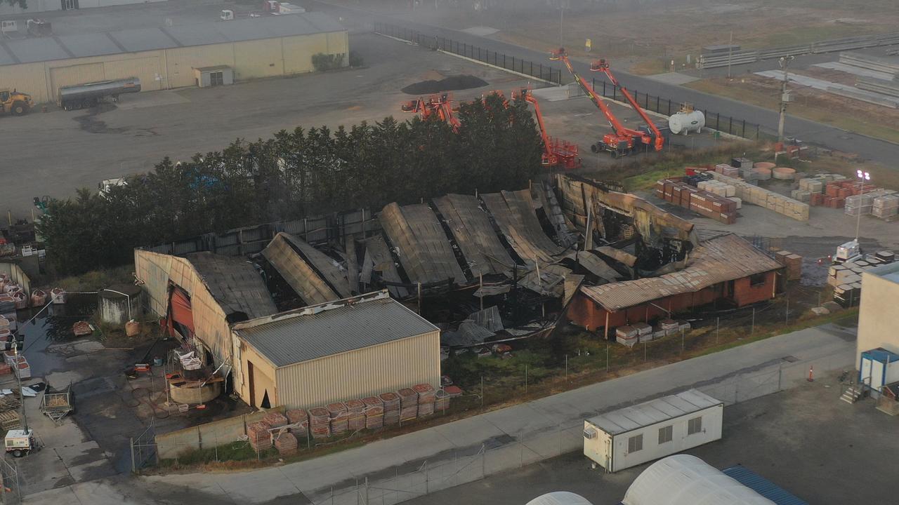 A factory in Buckley Grove, Moolap has been destroyed in a suspicious blaze overnight. Picture: Alan Barber