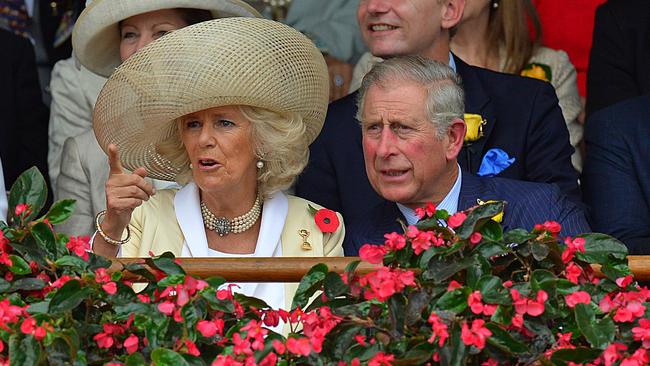 Their Royal Highnesses The Prince of Wales and The Duchess of Cornwall at the 2012 Melbourne Cup Day at Flemington Racecourse, Melbourne. Prince Charles and Camilla Parker-Bowles during the race. Picture: Alex Coppel