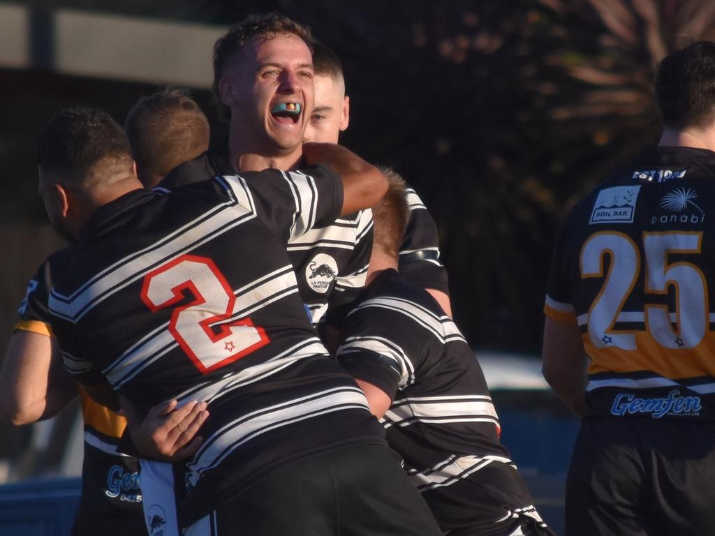 Che Hyslop celebrates his try. Picture: Sean Teuma/NewsLocal