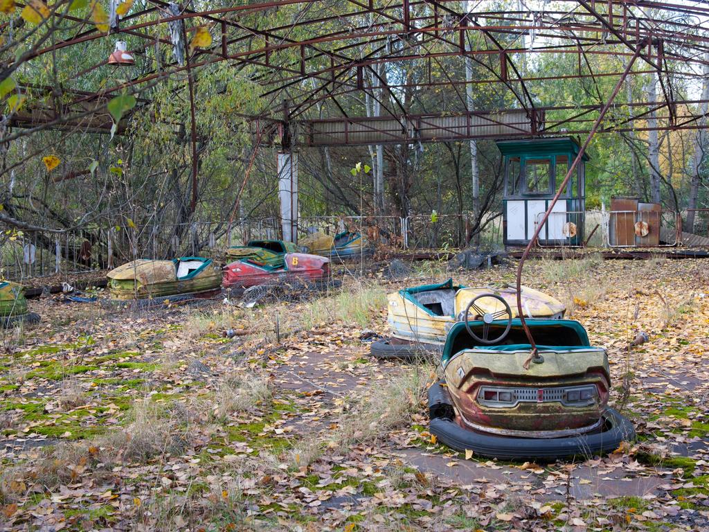 The dodgems in the Pripyat Amusement Park Pripyat Chernobyl exclusion zone Ukraine Picture: Alamy