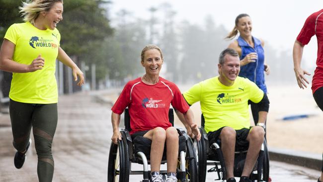 Sam Bloom who broke her back after a balcony fall in Thailand, will take part in a global race on Sunday night to raise funds for spinal cord research. Picture: Cam Bloom.