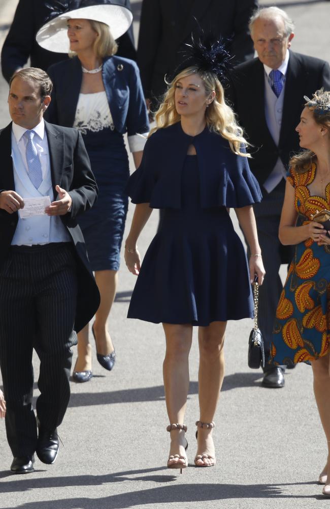 Chelsy Davy arrives for the wedding of her ex-boyfriend, Prince Harry. Picture: Odd ANDERSEN — WPA Pool/Getty Images.