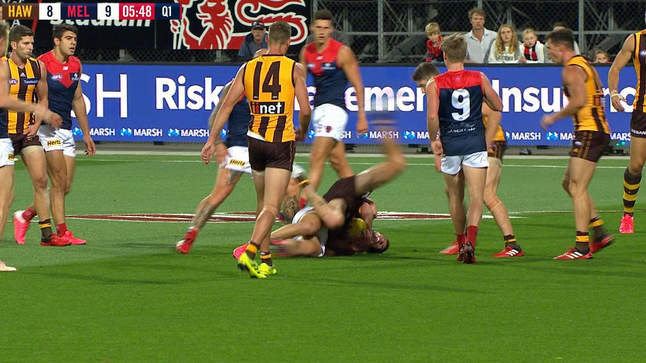 Melbourne midfielder Jack Viney's tackle on Ben Stratton might be assessed.
