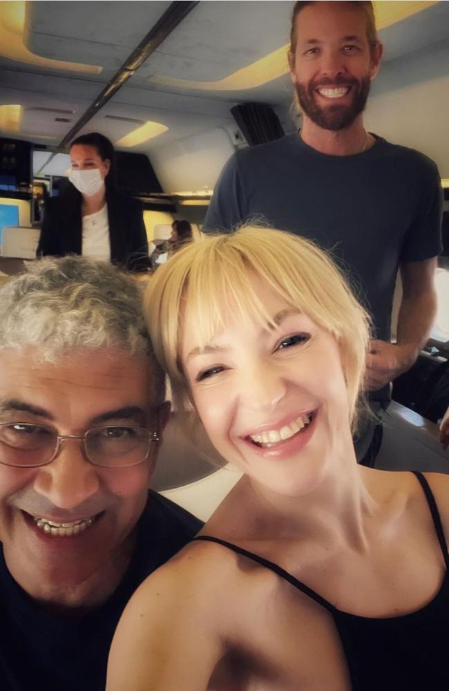 Foo Fighters drummer Taylor Hawkins with band member Pat Smear and Samantha Sidley who was working for the band. Picture: Instagram/ Samantha Sidley