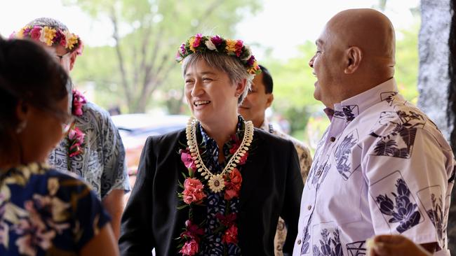 Foreign Minister Penny Wong with Micronesian president David Panuelo. Picture: DFAT