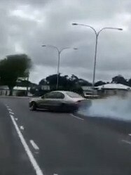 A hoon driver has been doing burnouts from a smoking car at Mt Gambier.