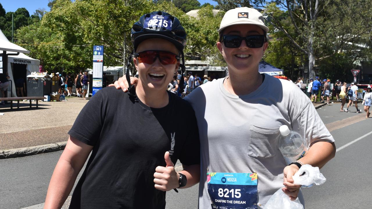 Maddie Pieper and Jenna Saunders at the Garmin Noosa Triathlon on October 30, 2022. Picture: Sam Turner