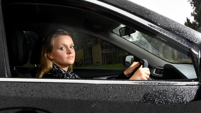 Lauren Mangelsdorf, 35, from Aldinga, was a victim of rock throwing as she drove along the Southern Expressway with her two-year-old son. Pic: Tricia Watkinson