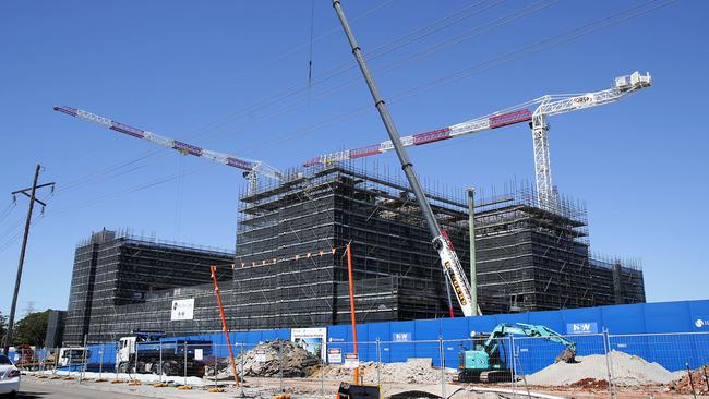 View from Frenchs Forest Rd of the hospital under construction. Picture: Martin Lange.