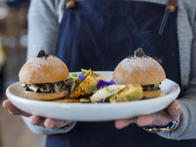 Baked brioche buns coated in cinnamon sugar and stuffed with whipped Oreo mascarpone at Left Field. Picture: Eugene Hyland