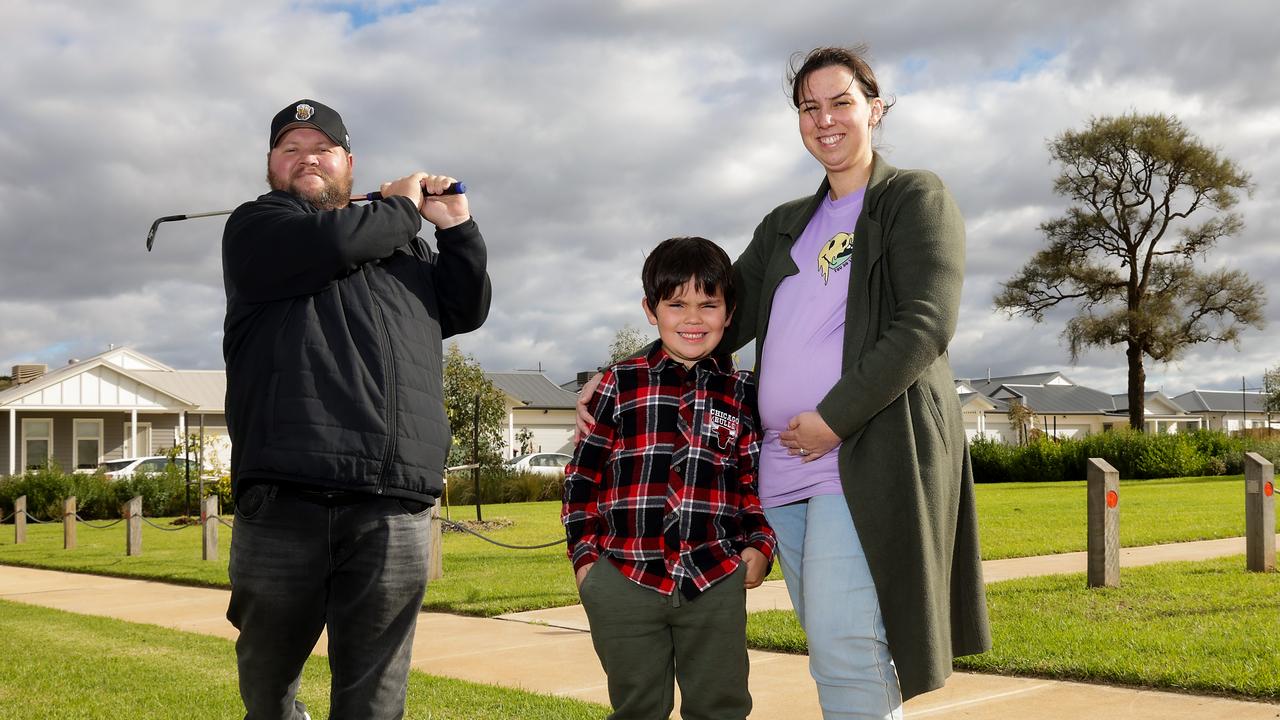 Harley Williams with his partner Bree and son Logan in Eynesbury where they rent. Picture: Ian Currie