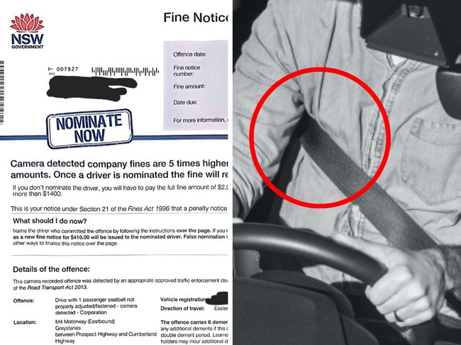 A man has copped a hefty fine for his passenger not wearing their seatbelt correctly. Picture: Reddit