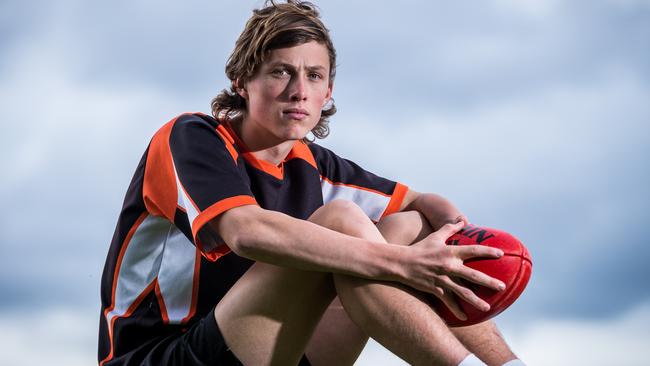 Junior footballer Elliot Perkins, 15, suffered three concussions in a single season. Picture: Jake Nowakowski