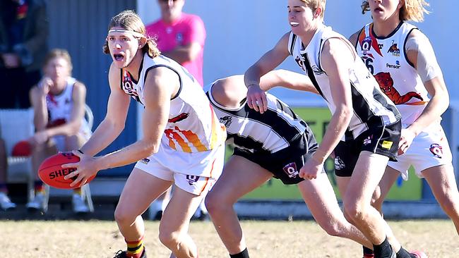 Action from the QAFL colts game between Sherwood and Noosa AFC. Picture, John Gass