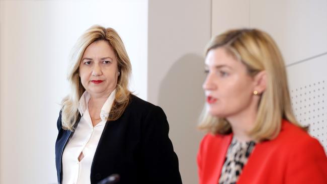 Queensland Premier Annastacia Palaszczuk, left, and Health Minister Shannon Fentiman. Picture: Steve Pohlner