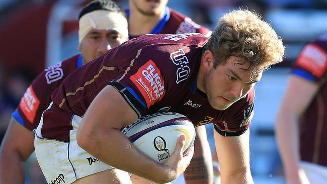 Angus Scott-Young in action during the Premier Rugby preliminary final between University of Queensland and Sunnybank at Ballymore. Pics Adam Head