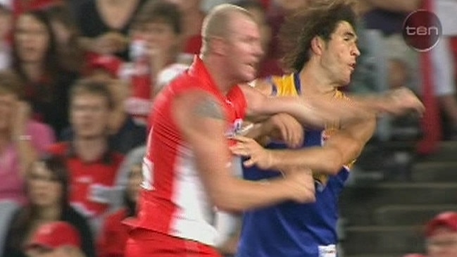 Barry Hall’s behind-the-play punch of West Coast’s Brent Staker in 2008.