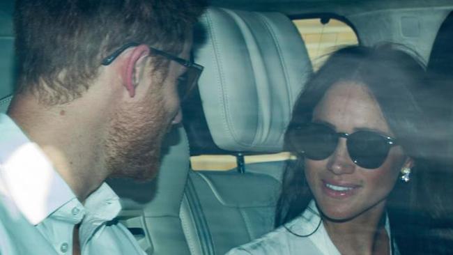 Prince Harry and Meghan Markle are seen arriving for a wedding rehearsal. Picture: Paul Edwards/The Sun