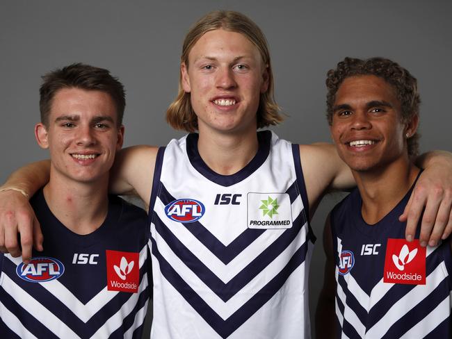 Fremantle nailed its early picks in 2019, landing Caleb Serong, Hayden Young and Liam Henry. Picture: Dylan Burns/AFL Photos via Getty Images
