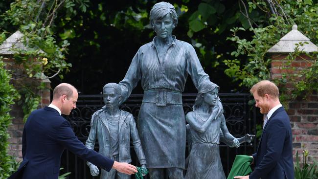 The brothers at the unveiling of their mother’s statue. Picture: Dominic Lipinski/WPA Pool/Getty Images