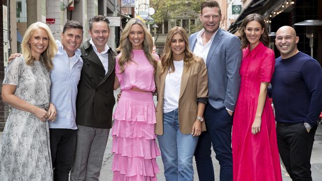 Livinia Nixon, Shane Crawford, Todd Woodbridge, Brodie Harper, Lauren Phillips, Sam Groth, Madeline Slattery and Shane Delia. Launch of Postcards at Gingerboy. Pic: Fiona Hamilton