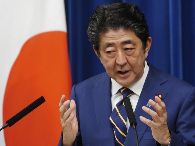 Japanese Prime Minister Shinzo Abe answers a question during a press conference at the prime minister's official residence Monday, Dec. 10, 2018, in Tokyo. (AP Photo/Eugene Hoshiko)