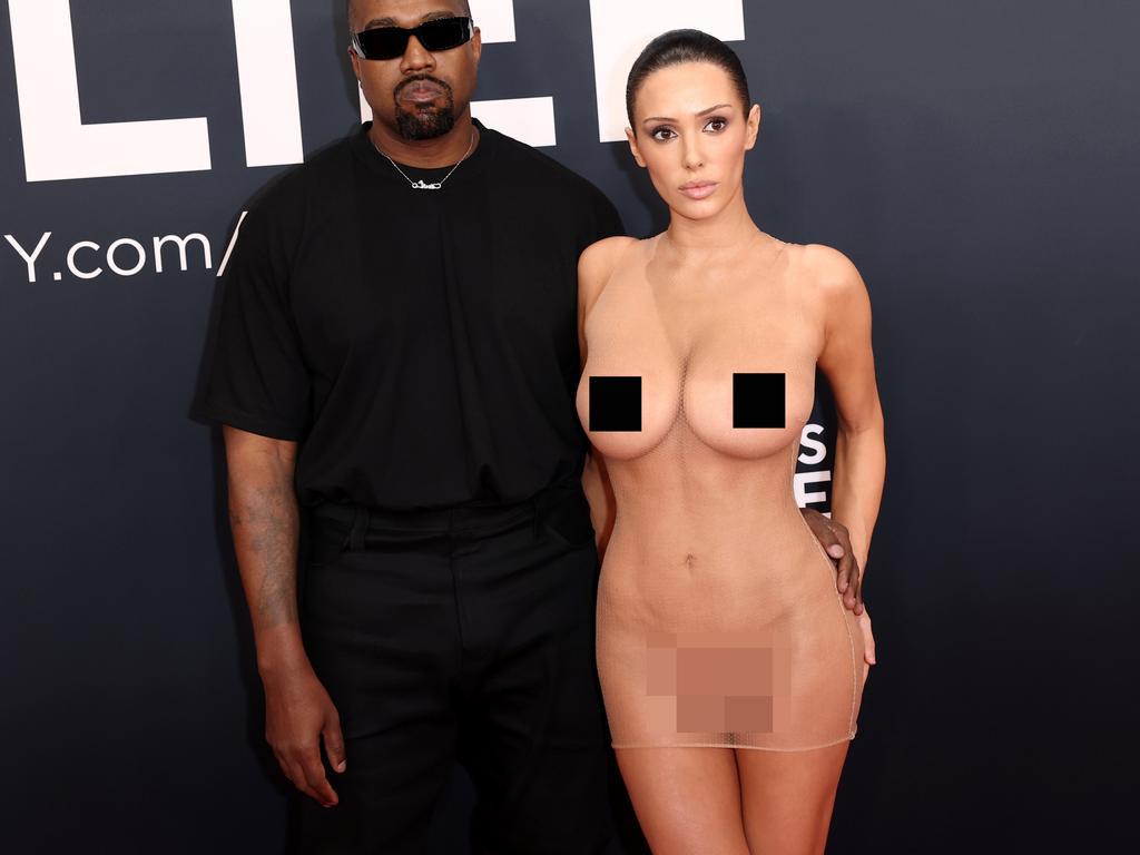 Kanye West and Bianca Censori. She’s become known recently for her wild outfits. Picture: Matt Winkelmeyer/Getty Images for The Recording Academy