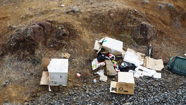 Rubbish dumped on and around the train tracks. Picture: SUPPLIED