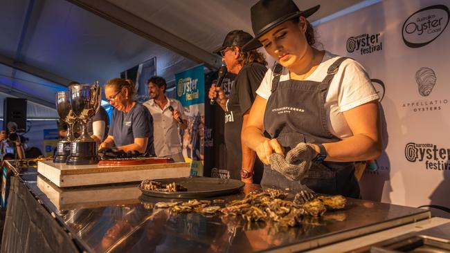 There are scores of oysters ready to be shucked at the Narooma Oyster Festival. Picture: David Rogers