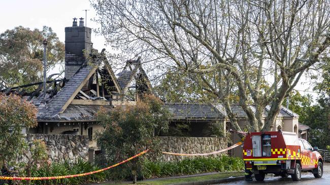 The house in Sydney’s Northwood on Sunday after the blaze. Picture: NewsWire / Monique Harmer