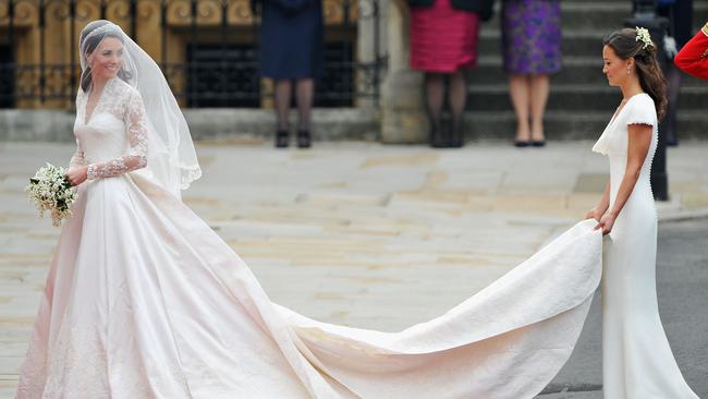 There won’t be an adult bridesmaid on hand to provide this kind of service for Meghan. Picture: Pascal Le Segretain/Getty Images