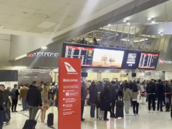 Flights grounded amid airport chaos. A reported security incident at a Melbourne airport has grounded flights and caused delays up to an hour. Picture: 7 News,