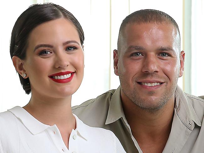 Jesinta and Lance Franklin promoting Crown's Christmas Spectacular 2019. Picture : Ian Currie