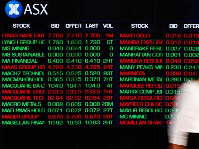 SYDNEY, AUSTRALIA - NewsWire Photos, October 29 2024. GENERIC. Stocks. Finance. Economy. Stock price ticker of the Australian Stock Exchange, ASX, at their offices on Bridge Street. Picture: NewsWire / Max Mason-Hubers