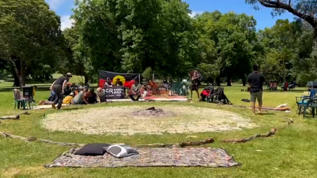 Indigenous activist Robbie Thorpe leads Camp Sovereignty at Kings Domain