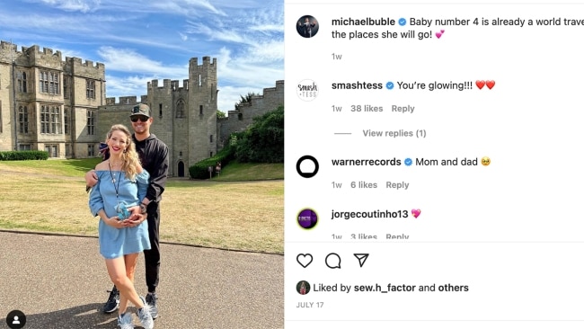 The Bublés announced they were expecting their fourth child. Photo: Instagram