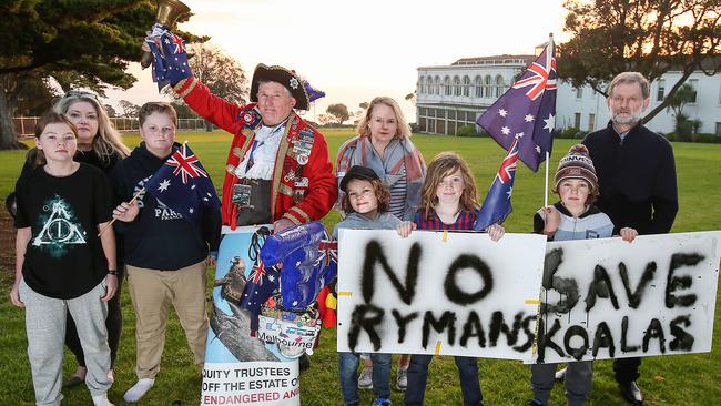 Protesters at the Mt Eliza site that will become a retirement village. Picture: Ian Currie