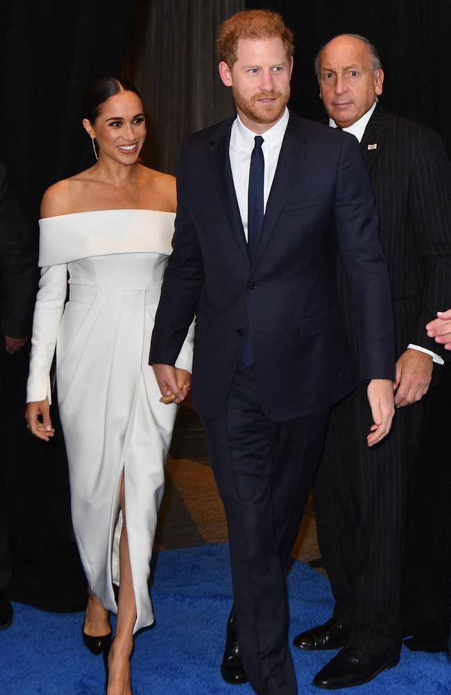 Harry and Meghan at the 2022 Robert F. Kennedy Human Rights Ripple of Hope Award Gala in New York City. Picture: Angela Weiss/AFP