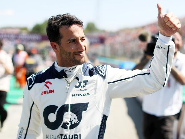 BUDAPEST, HUNGARY - JULY 23: Daniel Ricciardo of Australia and Scuderia AlphaTauri prepares to drive on the grid prior to the F1 Grand Prix of Hungary at Hungaroring on July 23, 2023 in Budapest, Hungary. (Photo by Peter Fox/Getty Images)