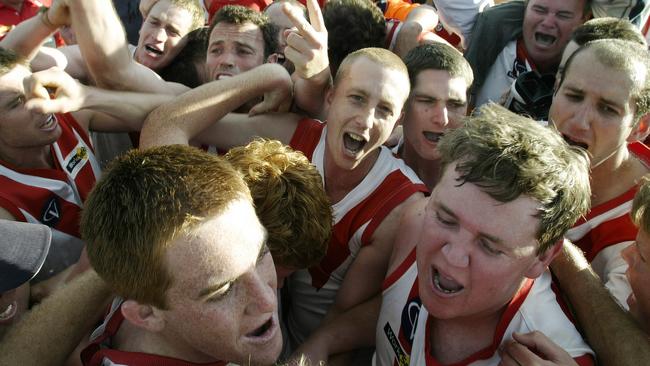 Flashback: Federal celebrates the 2007 Upper Murray league grand final win.