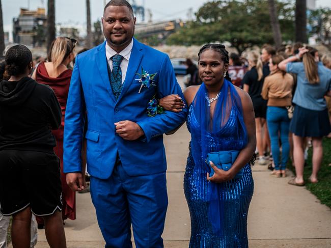 CLASS OF 2024: St Patrick's College Townsville school formal. Year 12 student Phillimona Isua with Lettrell Uta..