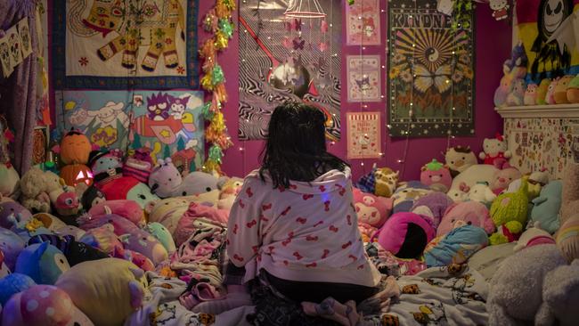 Heidi Lawrence's daughter poses for a portrait in her room at her home in Longmont, Colorado. Picture: Rachel Woolf for The Wall Street Journal