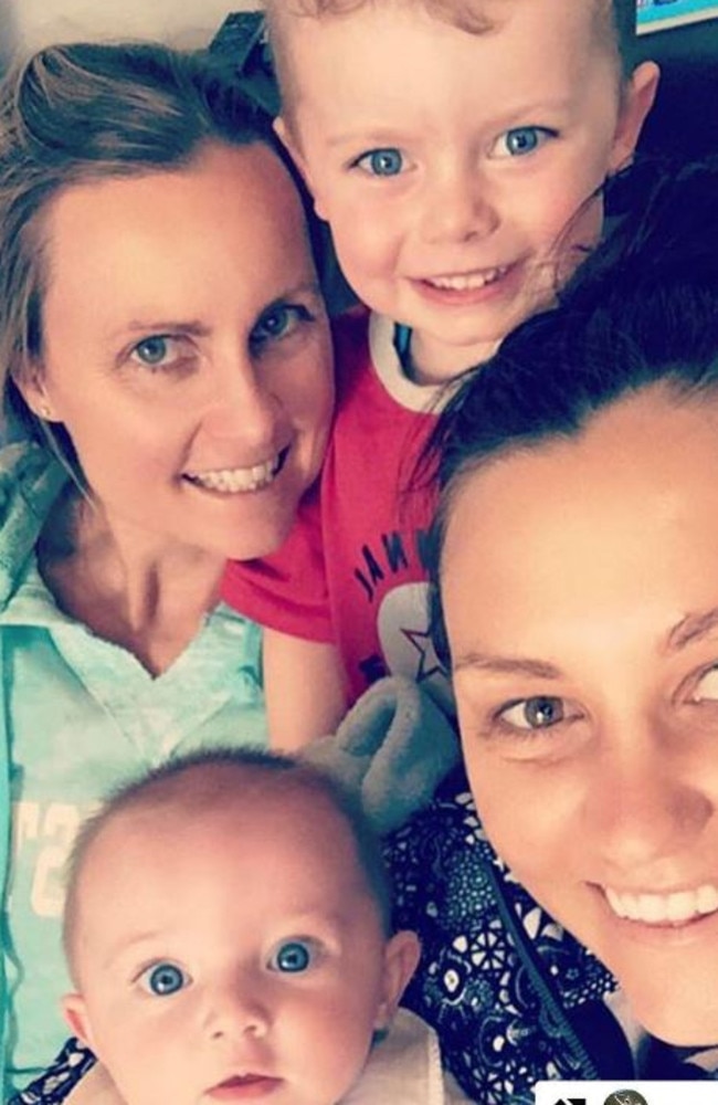 Casey Dellacqua and partner Amanda Judd with the couple's children Blake (boy) and Andie (girl). Picture: Instagram