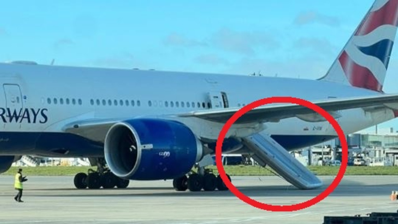 A British Airways flight attendant on his first day mistakenly activated the emergency slide as the jet taxied – costing the airline around $90,000. Picture: AirLiv