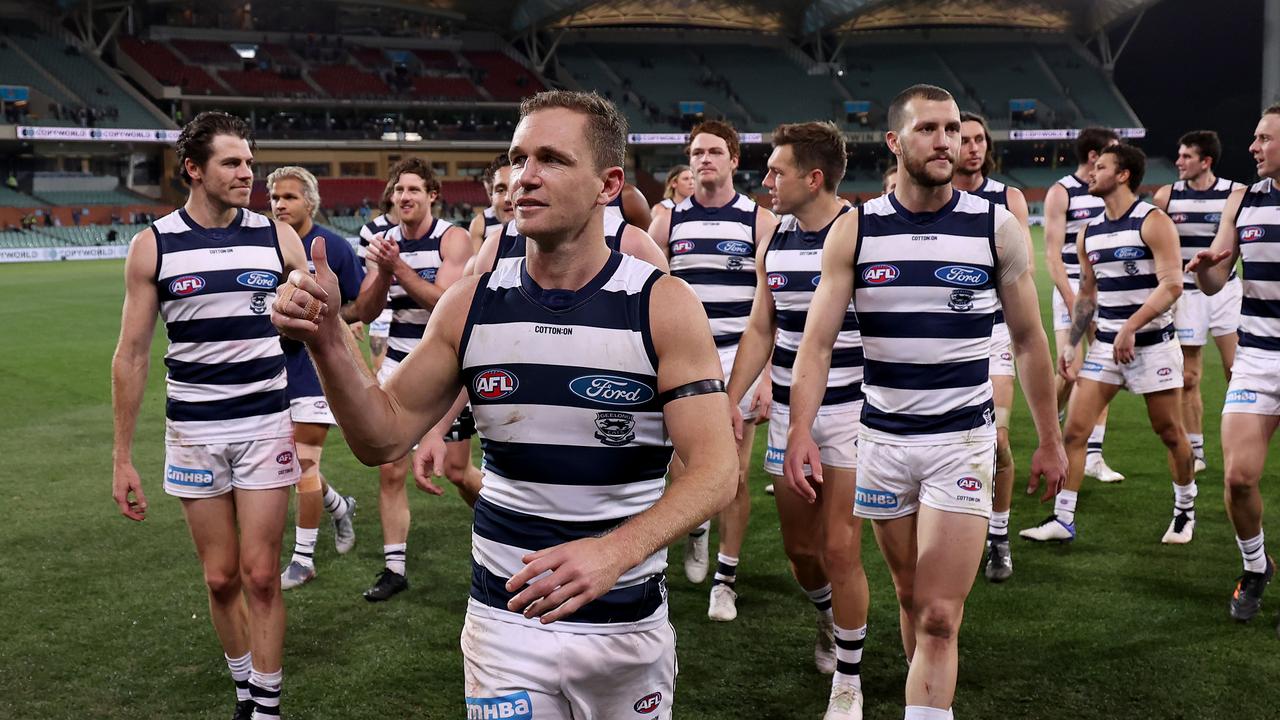 The Cats will spend the night in Adelaide (Photo by James Elsby/AFL Photos via Getty Images)