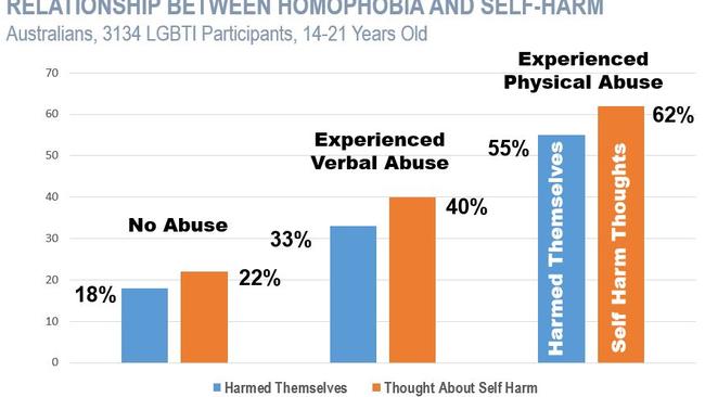 If you’re a gay person that experiences homophobia, stats show a strong link between hearing that language and self harm. Picture: Monash University